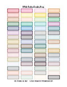 a printable planner with different colors