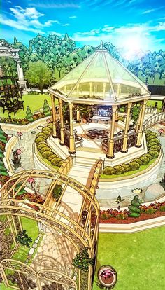 an artist's rendering of a gazebo in the middle of a park