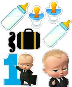 the boss baby stickers are in different shapes and sizes, including one with an infant's head