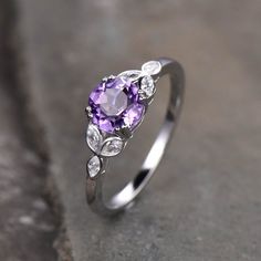 Amethyst Ring February Birthstone Amethyst Engagement Ring | Etsy Amethyst Birthstone Promise Ring With Gemstone Accents, Amethyst Diamond Ring With Gemstone Accents For Promise, Amethyst Open Ring With Accent Stones, Amethyst Crystal Ring In White Gold With Accent Stones, Purple Topaz Ring With Center Stone For Promise, White Gold Amethyst Crystal Ring With Accent Stones, Amethyst Open Ring With Gemstone Accents For Anniversary, Purple Crystal Ring With Center Stone For Promise, Purple Crystal Promise Ring With Center Stone