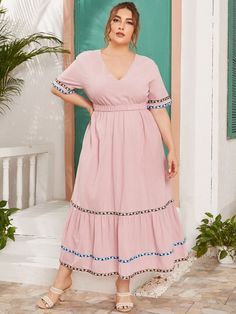 Dress For Chubby Ladies, Dress For Chubby, Summer Dress Plus Size, Baby Frock Design, Curvy Women Dresses, Outfits Gorditas, Casual Dresses Plus Size, Frock Fashion, Plus Size Summer Dresses