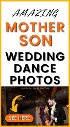 an advertisement for a wedding dance photo shoot with the words amazing mother son on it