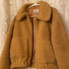 Urban Outfitters Tan Teddy Jacket Never Worn Sherpa Outside, Zip Up Thick & Warm!! Thrift Inspo, Teddy Bear Jacket, Urban Outfitters Jacket, Bear Jacket, Teddy Jacket, Zip Up Jacket, Color Blocking, Urban Outfitters, Zip Ups