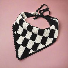 Add a touch of detail to any outfit. White Hair Scarf, Ribbon Crochet, Crochet Plaid, Checkered Black And White, Black And White Hair, Pride Shoes, Hair Scarf, Vintage Inspired Outfits, Scarf Men