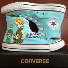 High Top Anime Converse Shoes Digimon Hand Painted Canvas Sneaker