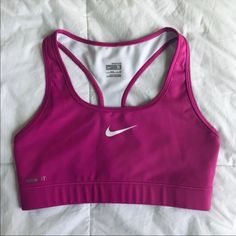 Like New, Never Worn Nike Dry Fit Swoosh Decal Sports Bra. Pretty Pink Color. Slight Cracking On The Nike Logo From Folding, But Otherwise Perfect! Nike Fitted Sports Bra For Running, Nike Sporty Fitted Sports Bra, Nike Fitted Running Sports Bra, Nike Pink Tops For Sports Season, Nike Pink Sports Bra For Light Sports, Nike Pink Racerback Sports Bra, Nike Pink Casual Sports Bra, Nike Sports Bra With Go-dry For Training, Nike Compressive Sports Bra