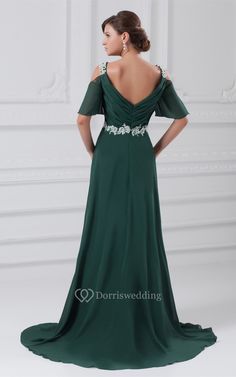 Brilliant Sequined Half Length a Line Chiffon Special Occasion Dresses - Dorris Wedding Bridal Mom Dress, Short White Prom Dress, White Prom Dress Short, Long Mothers Dress, Dark Green Prom Dress, Dark Green Prom Dresses, Sweetheart Corset, Chiffon Evening Dress, White Prom