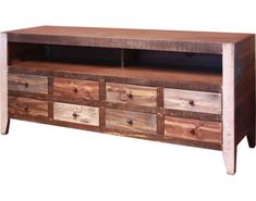 a large wooden entertainment center with drawers