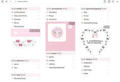 an image of a website page with different items on it and the word hello kitty written in