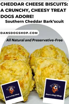 two cheddar cheese biscuits are shown with the caption's above it