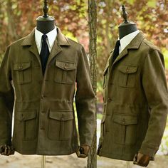 Mens Clothing Styles Rugged, Safari Jacket Men, Safari Jacket Outfit, Army Clothing, Hunting Fashion, Hunting Suit, Vests Men, Mens Outerwear Fashion, Mens Vest Fashion