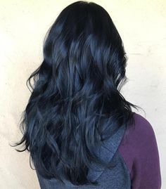 Blue Black Hair Dye, Midnight Blue Hair, Blue Black Hair Color, Natural Dark Hair, Blue Black Hair, Dark Blue Hair, Black Hair Dye, Black Hair Color, Blue Highlights