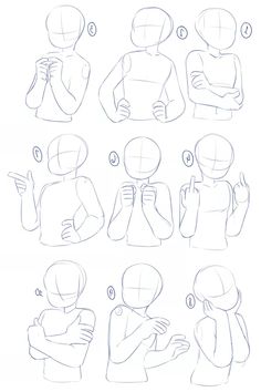 how to draw an anime character with different poses and head shapes, from the side view