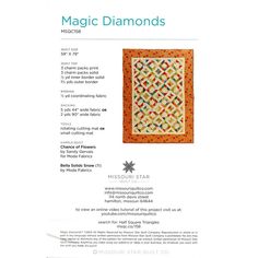 an advertisement for a quilter's book about magic diamonds