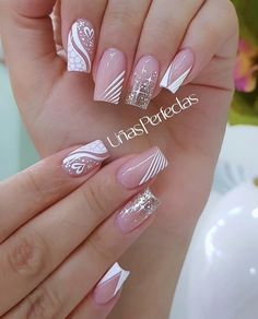 Bridal Nails Designs, White Tip Nails, Beauty Nails Design, French Nail Designs, Nail Art Designs Diy