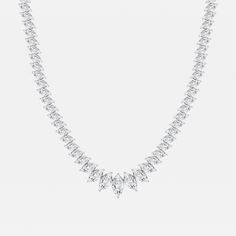 24 ctw Marquise Lab Grown Diamond Graduated Fashion Necklace 14K White Gold F, VS2 Graduation Style, Pearl And Diamond Earrings, Marquise Diamond, Pearl Diamond, 3 Carat, Chain Lengths, Lab Grown, Colored Diamonds, Types Of Metal