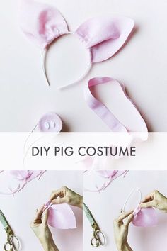 how to make a diy pig costume with ribbon and hair clippings - step by step instructions