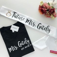 Custom #MrsEST shirt + Custom #SassySash sash = the perfect pair to gift yourself or someone special! 👰🏼💍🎽💖