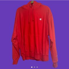 Oversized Red Reverse Weave Hoodie Looks Brand New Red Oversized Hoodie, Oversized Red Crew Neck Hoodie, Oversized Champion Hoodie, Red Champion Hoodie, Sporty Red Moisture-wicking Sweatshirt, Colorful Hoodies, Weaving, Brand New, Sweatshirts Hoodie