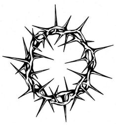 a black and white drawing of a crown of thorns