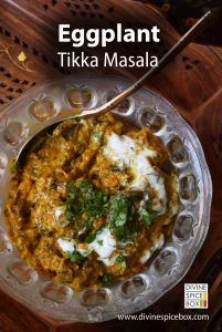 an eggplant tikka masala served in a bowl