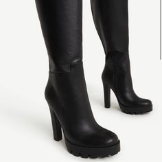 Super Sexy Boots! Ordered The Wrong Size And Can’t Return Them (I’m Usually A 6 Or 6.5 Thought Sizing Up Would Be A Good Idea But Wasn’t) Brand New But No Tags/Shoe Box Platform Knee High Boots, Toms Boots, Black Suede Flats, Lug Sole Boots, Platform Block Heels, Leather Heels Sandals, Leather Moccasins, Leather Espadrilles, Leather Slide Sandals