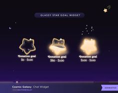 an image of some stars and moon in the night sky with text that reads classy star goal widget