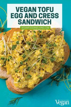 Vegan Tofu Egg and Cress Sandwich Kala Namak, Hearty Vegetable Soup, Vegan Egg, Vegan Tofu, Superfood Salad, Vegan Lunch Recipes, Vegan Lunches, Vegan Eggs