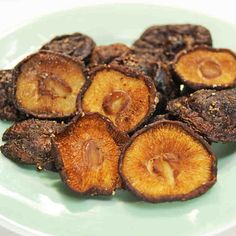 sliced mushrooms on a plate ready to be eaten