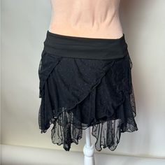 Dolls Kill Falling For You Mini Skort - Black New With Tags Never Worn Flirty Black Stretch Shorts, Burberry Shorts, Wrap Skort, Black Houndstooth, Yellow Plaid, Fall For You, Pink Skirt, Gap Jeans, Pink Plaid