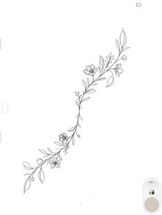 a line drawing of flowers and leaves on a white background