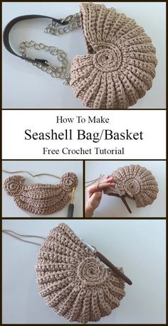 how to make a crochet seashell bag / basket