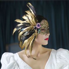 Golden Masquerade Mask Feather Prom Lace Halloween Face - Etsy Masquerade Prom, Lace Masquerade Masks, Mask Carnival, Feather Mask, Female Mask, Costume Ball, Lace Mask, Halloween Face Mask, Mardi Gras Mask