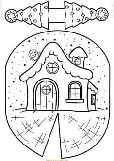 a christmas ornament with a house inside it