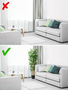 two images show the same couch in different positions