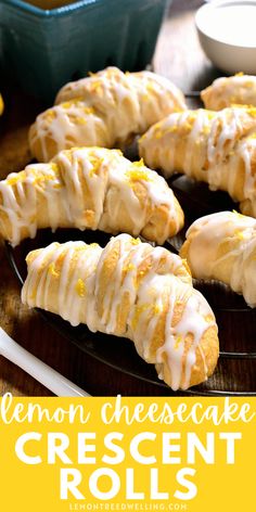 lemon cheesecake crescent rolls on a black plate