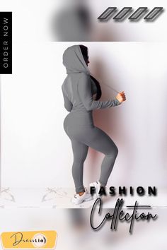 Fitness Zipper Fly Jacket Skinny Pants 2 Piece Sets Fitted Gray Winter Tracksuit, Fitted Gray Tracksuit With Long Sleeves, Gray Fitted Casual Tracksuit, Gray Fitted Long Sleeve Tracksuit, Fitted Gray Long Sleeve Tracksuit, Fitted Long Sleeve Gray Tracksuit, Gray Stretch Tracksuit With Long Sleeves, Stretch Tracksuit For Fall, Fitted Hooded Sets For Fall