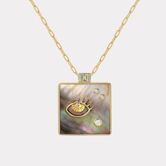 Gold Rectangular Pendant With Baguette Diamonds, Gold Sterling Silver Necklaces With Baguette Diamonds, Gold Sterling Silver Necklace With Baguette Diamonds, Ancient Coin Jewelry, Mother Of Pearl Inlay, Compass Pendant, Pearl Inlay, Clover Charm, Necklace Collection