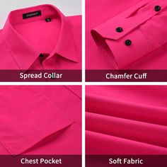 Button closure Solid Long Sleeve Hand Wash Only Stripe Ties : 3.4" wide x 59" long (8.6x 150cm); Pocket Square : 12" x 12" (31*31cm) Material: 60% polyster，40% cotton Occasions for business/party/dating/wedding etc. Gifts as thanksgiving/Xmas/valentine's day/birthday etc. Packaging includes: 1X Solid Long Sleeve; 1X Paisley Necktie; 1X Handkerchief Classic Pink Tops With Pockets, Classic Pink Top With Pockets, Pink Collared Shirt With Buttons, Pink Collared Shirt With Pockets, Pink Long Sleeve Shirt With Buttons, Pink Fitted Long Sleeve Shirt, Classic Pink Shirt With Buttons, Fitted Pink Shirt With Buttons, Pink Fitted Shirt With Buttons