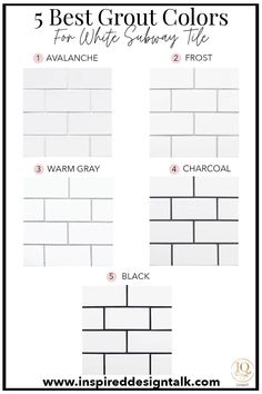 the 5 best grout colors for white subway tile in this post - it note