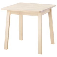 a small square wooden table with legs