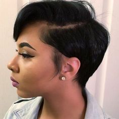 Long On One Side Short On The Other, Seductive Hairstyles, Short Hair Fringe, Short Hairstyles For Black Women, Hair Expo, Short Hair Styles African American, 2023 Hair, Hairstyles With Glasses