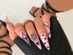 🎃 Get ready to spookify your nails this Halloween with these wickedly cute designs! 💅🏼 From creepy crawly spiders to ghostly ghouls, these nail art ideas will have you howling with delight. #HalloweenNails #NailArt #SpookySeason #TrickOrTreatYoSelf #GhoulishGlam #WitchyVibes #Boo-tifulNails #FangtasticManicure #NailGoals #HalloweenHype 🕷️👻🎃 Pink Black And White Halloween Nails, Pink Halloween Nails Stiletto, Nails 2023 Trends Halloween, Black Pink Halloween Nails, Pink Black Halloween Nails, Halloween Nails 2023 Trends, Halloween 2023 Nails, Halloween Nail Designs Pink, Spooky Halloween Nails 2023