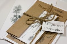 some brown and white cards tied up with twine