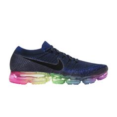 Find NIKE Lab Air Vapormax 'be True on Editorialist. The NikeLab Air VaporMax 'Be True' celebrates the LGBTQ community with a rainbow Air VaporMax unit featuring the eight colors of the 1978 Pride flag. Released in June of 2017, the design also features a dark violet Flyknit upper with a black Nike swoosh and Flywire cables. Nike Multicolor Athleisure Sneakers, Nike Air Max Multicolor Sneakers, Nike Multicolor Athleisure Running Shoes, Sporty Multicolor Custom Sneakers With Air Max Cushioning, Sporty Custom Multicolor Sneakers With Air Max Cushioning, Multicolor Custom Sneakers With Air Max Cushioning For Sports, Custom Multicolor Sneakers With Air Max Cushioning For Streetwear, Sporty Rainbow Lace-up Sneakers, Nike Multicolor Running Shoes With Air Cushioning