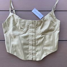 Brand New Olive Green Corset Top From Pacsun Fitted Crop Top For Vacation In Spring, Fitted Crop Top For Spring Vacation, Fitted Crop Top For Spring And Summer, Fitted Tank Top For Beach Day Out, Fitted Crop Top For Summer, Beige Fitted Tank Top For Vacation, Fitted Beige Crop Top For Summer, Fitted Crop Top For Summer Day Out, Fitted Summer Crop Top For Day Out