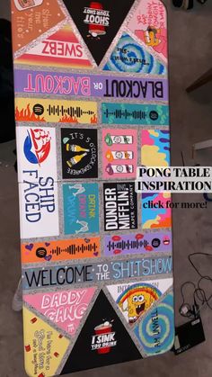 a skateboard with many different stickers on it