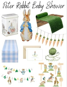 the peter rabbit baby shower is set up