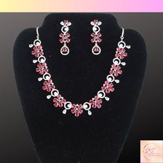 - Beautiful Party/Bridal Wear AD Stone Necklace. - Statement Piece. - High Quality AD Stones. Elegant Flower Jewelry Sets For Party, Elegant Flower-shaped Jewelry Sets For Party, Formal Red Flower Necklace, Elegant Red Jewelry With Flower Decoration, Ad Stone Necklace, Gilbert Az, Color Flower, Wine Color, Wedding Jewellery Necklace