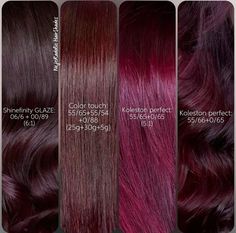 Global Grape Hair Color, Dark Violet Red Hair Color, Igora Reds, Wella Reds Formula, Grape Hair Color, Dark Red Violet Hair, Wella Color Touch Formulas, Red Hair Formulas, Eggplant Colored Hair